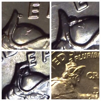 2021-P WCD Quarter BU Error 🔥🔥Super Rare🔥🔥”4 Different Variety Hat Die Cud’s - Image 1 of 4