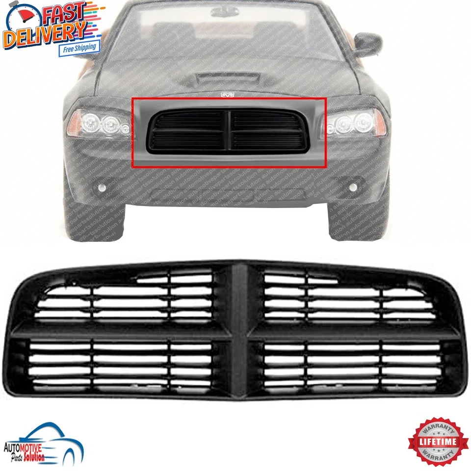 NEW FRONT GRILLE GRILL MATTE-BLACK PLASTIC FOR 2006-2010 DODGE CHARGER CH1200295 Foto 1 de 4