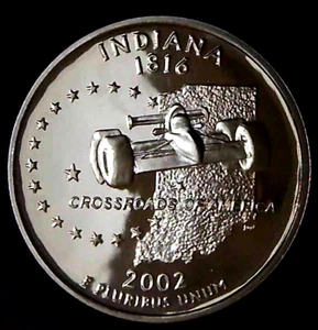 2002-S 25C State Quarter Indiana GDC Proof CN CLAD 22rr1013-2 - Picture 1 of 2
