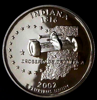 2002-S 25C State Quarter Indiana GDC Proof CN CLAD 22rr1013-2 - Image 1 of 2