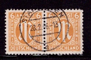 Bizone AM Post 6 Pfg 20 Az XVIII gestempelt Plattenfehler Paar geprüft (22021) - Picture 1 of 1