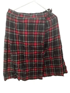 Vtg Young Pendleton 100% Virgin Wool Red Skirt Kilt 13-14 School Tartan Plaid - Picture 1 of 3