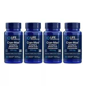 4 PACK Life Extension Cran-Max 500mg Cranberry Whole Fruit Concentrate 60 V Caps - Picture 1 of 6