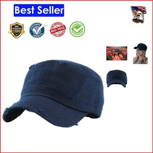 Lightweight Distressed Navy Cadet Cap - Unisex Military Style Hat for Outdoors - Picture 1 of 6