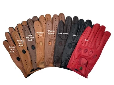 GUANTES DE CONDUCCIÓN DE COCHE DE CUERO DE OVEJA CON CHOFER PARA HOMBRE (Acabados Cosidos Nudillos) Foto 1 de 4