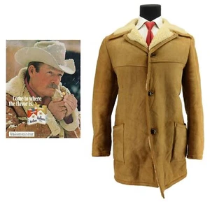 Vintage Marlboro Men's Vel-skin Spring Lamb Sheepskin Shearling Coat Size 40 - Picture 1 of 9
