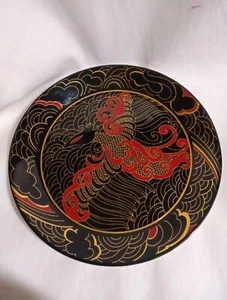 Vintage Syracuse China Dinner Plate - Black, Gold, Red - Art Deco Design Bird - Picture 1 of 5