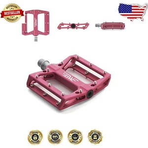 Pink Aluminum Platform Bike Pedals with Sealed Bearings - Ideal for MTB/BMX - Picture 1 of 12
