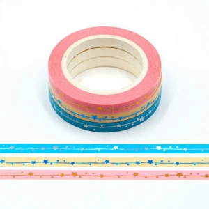 Slim Washi Tape Set Silver Foil Stars Pastel Skinny Celestial Planner 3 x 5mm - Picture 1 of 9