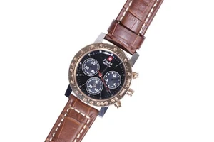 Reloj PIQUOT "MERIDIEN" Hecho 🇨🇭 Suiza Caja Bronce, Correa Cuero Marrón - Imagen 1 de 17