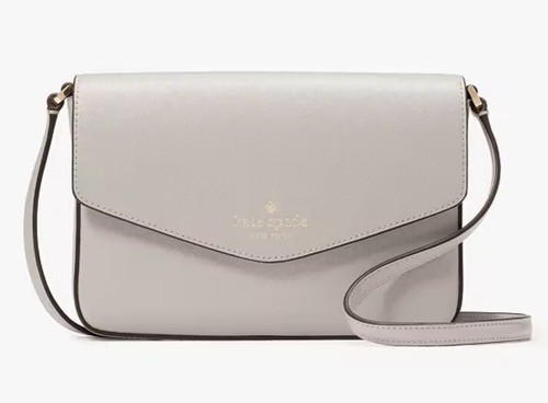 Borsa a tracolla KATE SPADE "Sadie Envelope" GRIGIO PLATINO NUOVA CON ETICHETTE