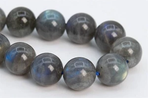 10 mm Echte Natürliche Tiefgrau Labradorit Klasse A Rund Lose Perlen 7,5 Zoll - Bild 1 von 3