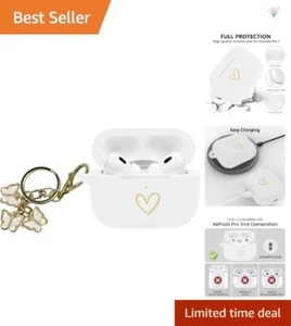 Coque élégante motif coeur doré AirPods Pro 2 avec joli porte-clés - Modèle 2022 - Photo 1 sur 9