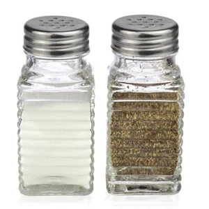 Salt and Pepper Glass Shakers Set Spice Jar (Modern) - Picture 1 of 1