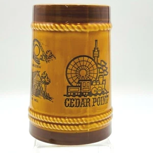 Vintage Cedar Point Ceramic Mug Brown Pottery Stein Beer Mug Souvenir 1976-2002 - Picture 1 of 5