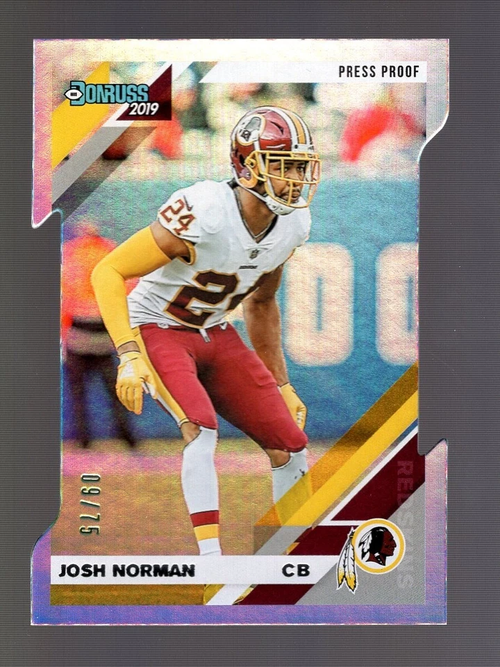 2019 DONRUSS PRESS PROOF SILVER DIE-CUT #152 JOSH NORMAN 9/75 REDSKINS - Image 1 of 1