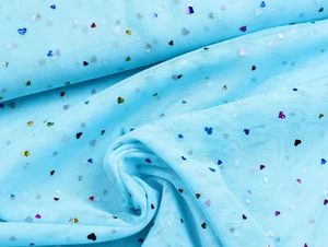 TÜLL Stoff Glitzer Herzen Schultüte Kostüm Deko TÜRKIS EUR 12,98/m - Bild 1 von 2