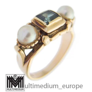 Anillo Art Deco Oro Amarillo 585 Cuentas Espinela Color Turmalina 14ct Oro Amarillo 14k - Imagen 1 de 5