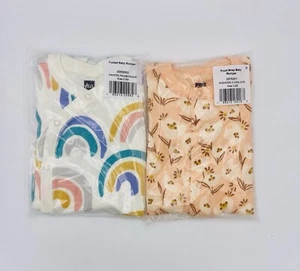 Tea Collection Baby Rompers 2pc Bundle Footed Rainbow Footless Floral 0-3 Months - Picture 1 of 3
