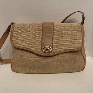 Etienne Aigner Schultertasche eng gewebt Stroh, verstellbarer Riemen camel hellbraun hübsch - Bild 1 von 12