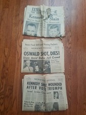 JFK Assassination Oswald shot Robert Kennedy Lot Newspapers Nov 1963; June 1968