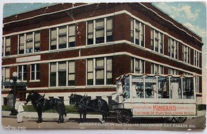 1914 INDIANAPOLIS, IN, KINGAN MEAT FLOAT, DISEASE PREVENTION DAY PARADE POSTCARD - Picture 1 of 2