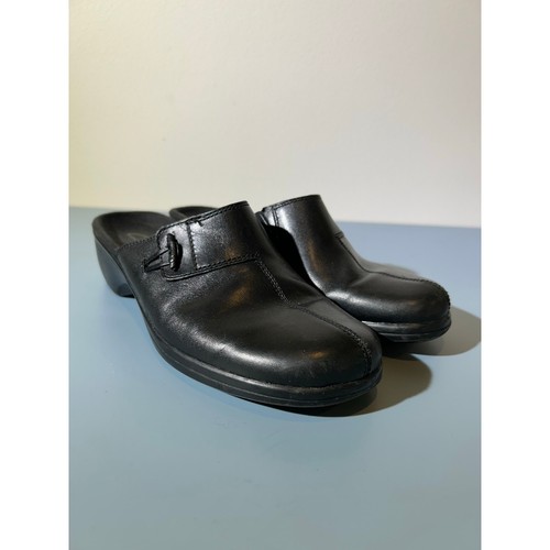 Zoccoli donna Clarks neri slide on taglia 8 pelle comfort