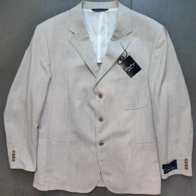 Blazer Coppley Zegna Lana Seda Lino Marfil Gris Rayas No Estructurado Para Hombres 44R Foto 1 de 4