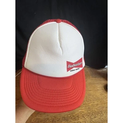 Sombrero Budweiser de colección Bud Beer Cerveza Snapback Trucker Gorra de malla Rojo Blanco - Foto 1 de 4