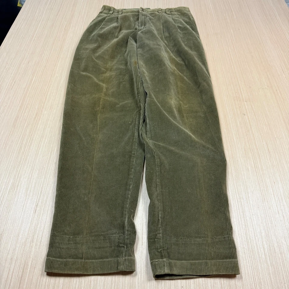 Vintage Liz Sport Corduroy Pants 90s High Waisted olive Faded size 12 fits 31x33 - Image 1 of 4