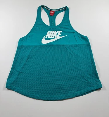 Nike Tank Top Womens XL Teal Racerback Mesh Logo Athletic Workout Tank Light - Image 1 of 4
