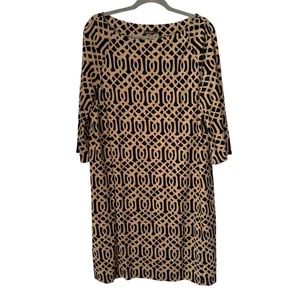 J.McLaughlin XL Catalina Cloth Geometric Black & Brown Long Sleeve Dress - Picture 1 of 7