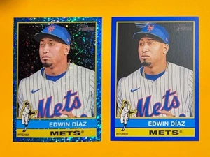 EDWIN DIAZ 2025 Topps Heritage CHROME BLUE SPARKLE #243 and BLUE BORDER #243 - Picture 1 of 2