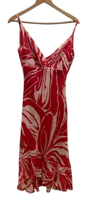 Платье BCBG Maxazria 6 красное шелковое с подкладкой на молнии из фарфора с оборками русалка - Изображение 1 из 4