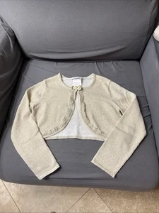 Bonnie Jean Shrug Bolero Gold Metallic Sparkle Bow Cardigan Sweater Kids Size M - Picture 1 of 4