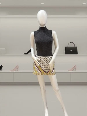 Vintage Hand Beaded Fully Lined Mini Skirt with Zipper Boho Glam - Image 1 of 4