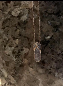 Crystal Silver Toned  Sandal 16 Inch Necklace  - Picture 1 of 3