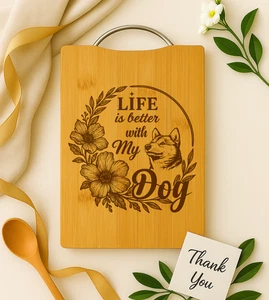 Personalized Engraved Cutting Board Christmas Gift For Dog Moms  – Shiba Inu - Picture 1 of 5