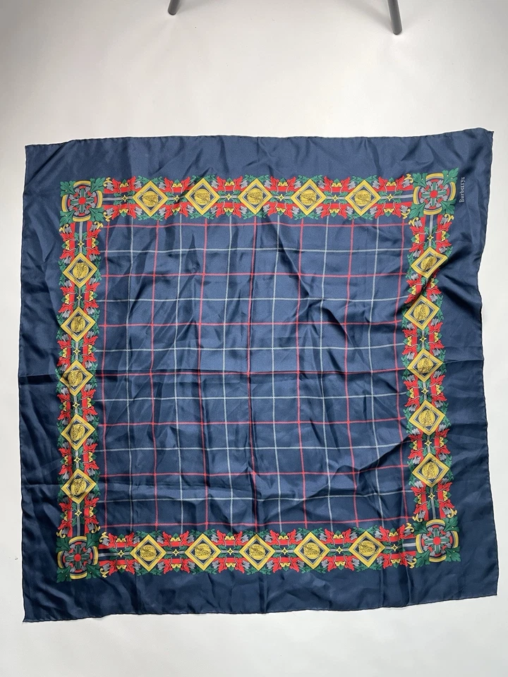 Bufanda de seda con monograma vintage de diseñador de foulard Burberrys para mujer Foto 1 de 4