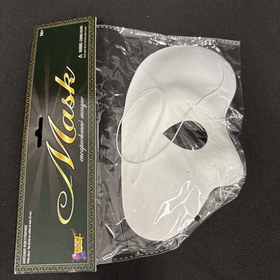 Phantom 1/2 Mask Opera White Fancy Dress Up Halloween Adult Costume Accessory - Image 1 of 4