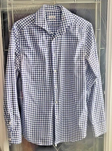 Camicia elegante uomo Linea In 16,5 quadri blu/bianco 2 strati facile cura Made in Italy - Foto 1 di 3