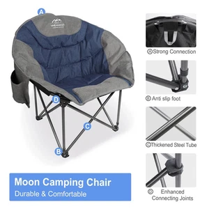 LANMOUNTAIN Portable Moon Camping Chair,Round Folding Lawn Chair - Picture 1 of 4