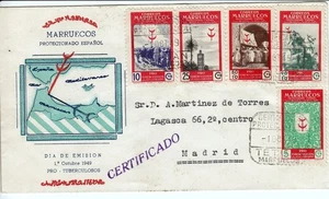 MOROCCO MARRUECOS SPANISH POST 1949 FDC - Picture 1 of 2