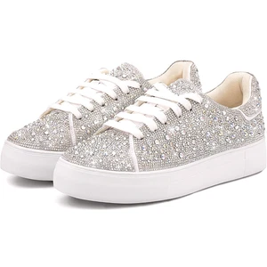 Glitzer Strass Turnschuhe Damengröße 9 Glitzer Mode geblendet Tennisschuhe - Bild 1 von 12