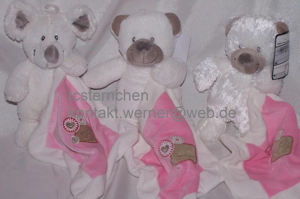 LF8 Schmusetuch Schmusetier Plüschtier Nicotoy Bär Maus weiß rosa NEU!!