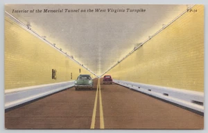 Postal West Virginia Turnpike y túnel conmemorativo vista interior autos antiguos - Imagen 1 de 2