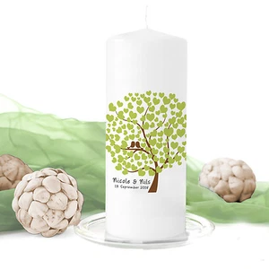 Hochzeitskerze Bird Tree inkl. Personalisierung Hochzeit Traukerze Altarkerze - Bild 1 von 3