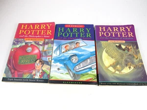 Harry Potter Bloomsbury Paperback Book Bundle x 3 Books 1 - 3 Vintage 1997 - 99 - Picture 1 of 7