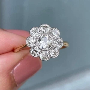 Anello di fidanzamento a grappolo con diamanti coltivati in laboratorio DF/VVS-VS 1,00 carati - oro giallo 18 carati - Foto 1 di 13