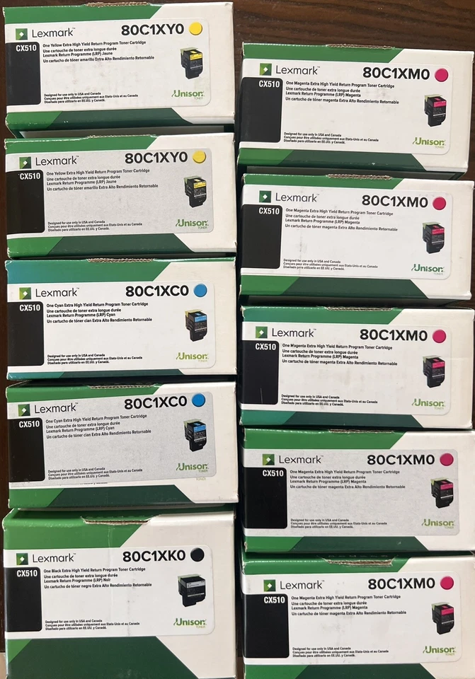 10- CARTUCHOS DE TÓNER ORIGINALES LEXMARK 80C1XKO/CO/YO/MO NUEVOS SELLADOS ¡ENVÍO GRATIS! Foto 1 de 1
